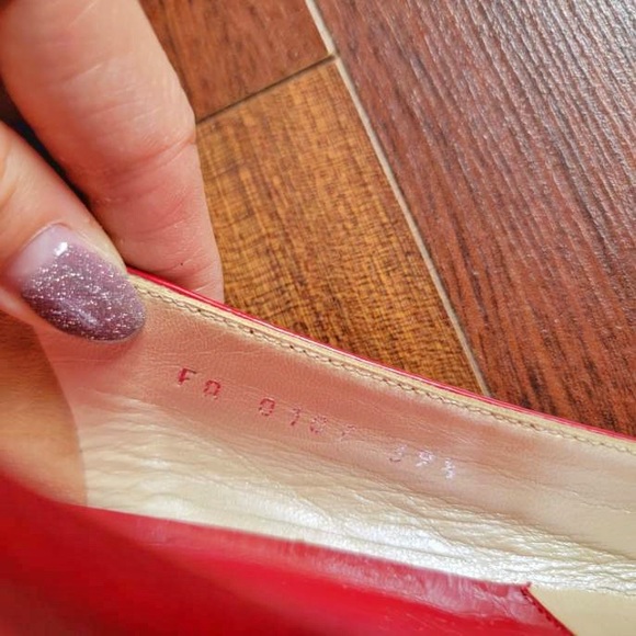 CHRISTIAN DIOR Vertigo red patent leather ballerina flats suede pink detail - Picture 5 of 11